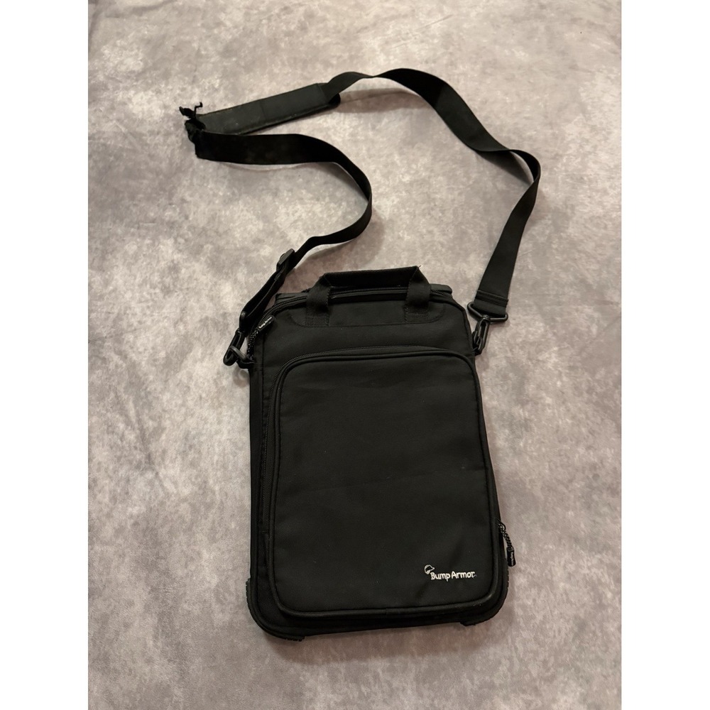 Bump Armor Black Solid Crossbody Bag Zip Closure Adjustable Strap Unisex Med